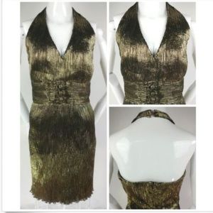 Vintage 80 Scaravelli Metallic Prom Dress Halter 6